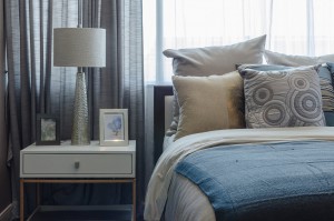 classic lamp style on white table in bedroom